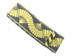 扇・斜め縞模様織り出し　リバーシブル踊り用男物角帯